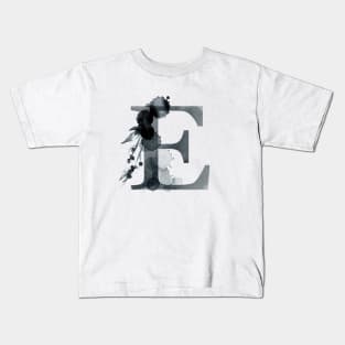 Floral Monogram E Dark Herbs And Flora Kids T-Shirt